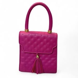 Harve Benard Pink Leather Shoulder Bag with Gold hardware & tassel detail